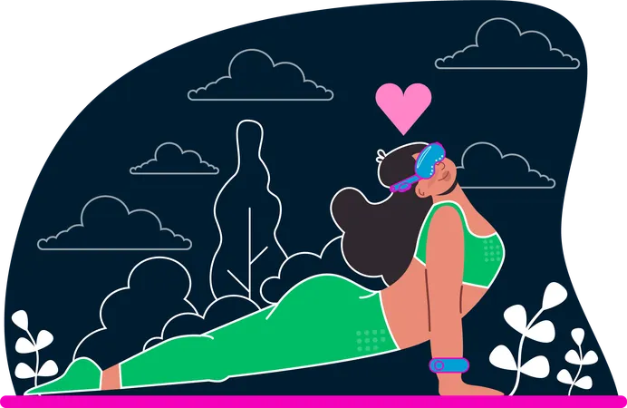 Une femme fait de l'exercice VR  Illustration