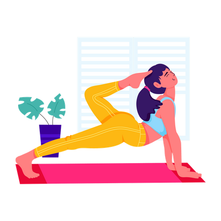 Femme faisant du yoga de flexibilité  Illustration