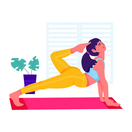 Femme faisant du yoga de flexibilité  Illustration