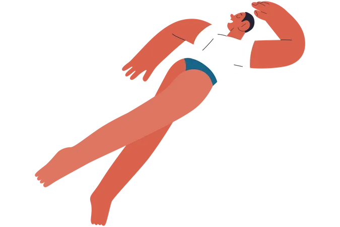Femme flottant en nageant  Illustration