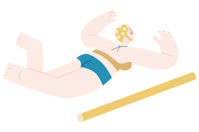 Femme flottant en nageant  Illustration