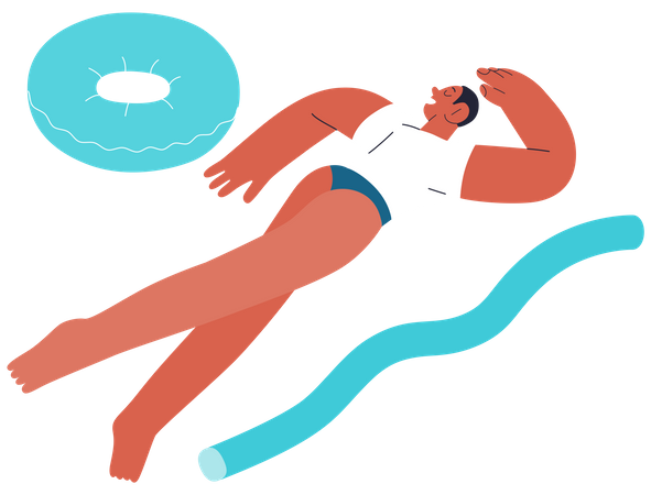 Femme flottant en nageant  Illustration
