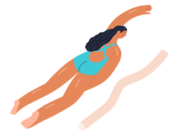 Femme flottant en nageant  Illustration