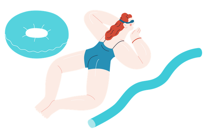 Femme flottant en nageant  Illustration