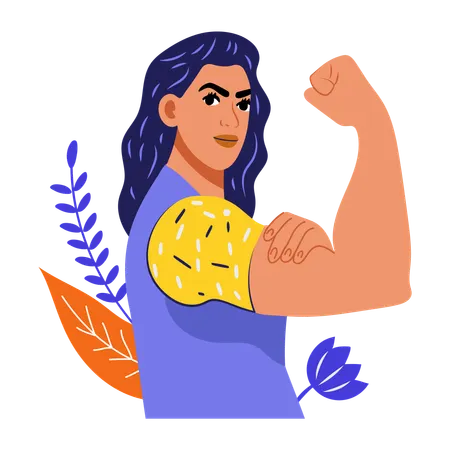 Femme forte montrant ses biceps  Illustration