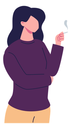 Femme fumant une cigarette  Illustration