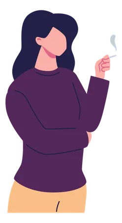 Femme fumant une cigarette  Illustration