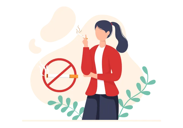 Femme fumant des cigarettes  Illustration