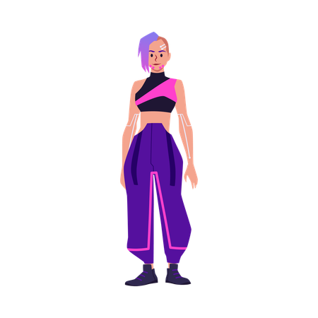 Femme futuriste avec des implants cybernétiques  Illustration