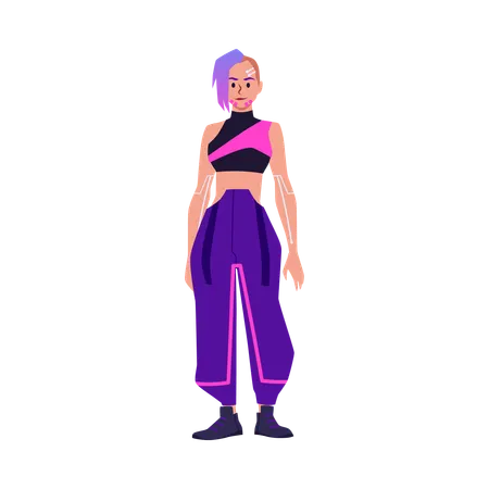 Femme futuriste avec des implants cybernétiques  Illustration
