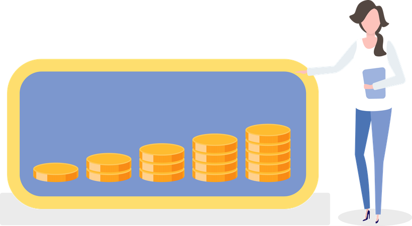 Femme gestionnaire présentant une analyse financière  Illustration