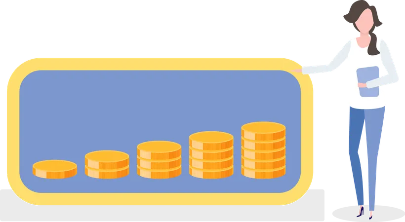 Femme gestionnaire présentant une analyse financière  Illustration