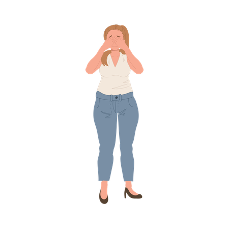 Femme de grande taille exprimant sa vulnérabilité et son doute sur elle-même  Illustration