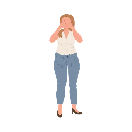 Femme de grande taille exprimant sa vulnérabilité et son doute sur elle-même  Illustration