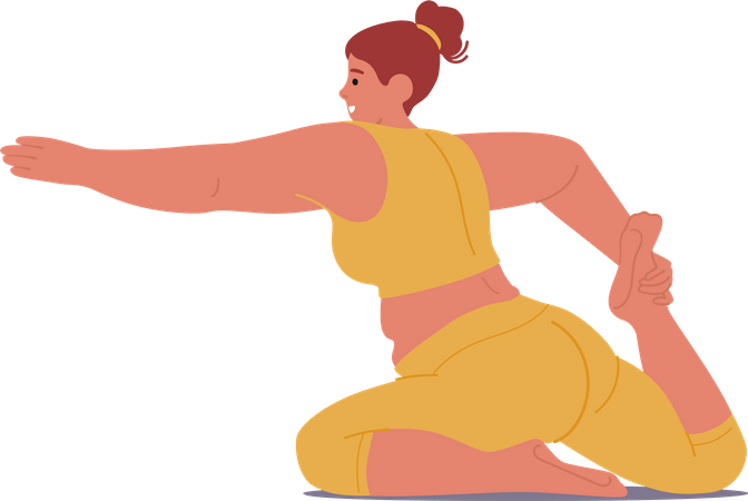 Une femme de grande taille pratique le yoga  Illustration