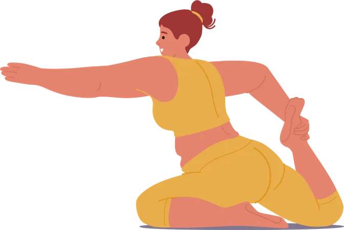 Une femme de grande taille pratique le yoga  Illustration