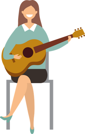 Guitariste féminine jouant de la guitare  Illustration