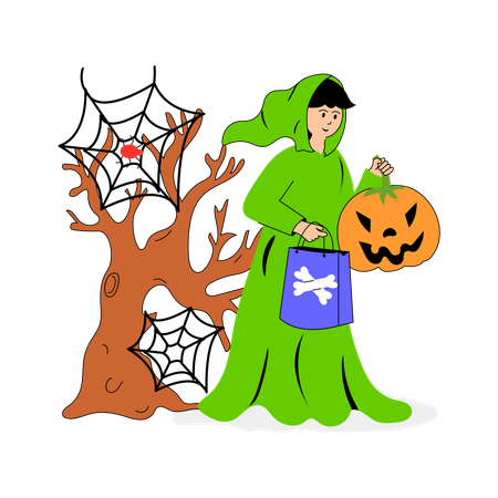 Femme déguisée en costume d'Halloween  Illustration