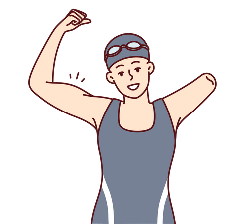 Désactiver une femme gagnant une compétition de natation  Illustration