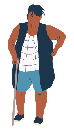 Femme handicapée marchant avec un bâton  Illustration