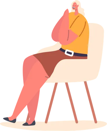 Heureuse femme assise sur un tabouret  Illustration