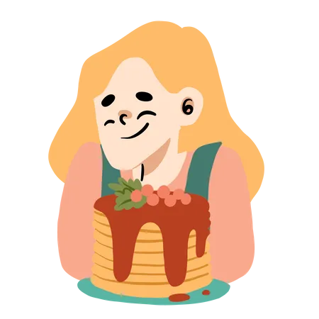 Femme heureuse avec des gâteaux  Illustration