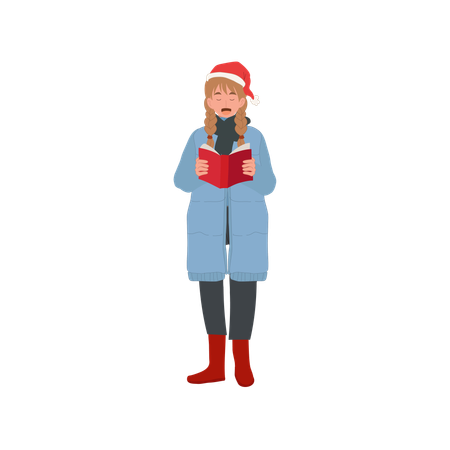 Femme heureuse chantant une chanson de Noël  Illustration