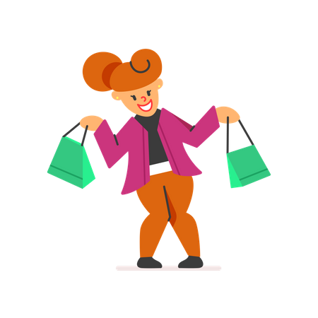 Femme heureuse en faisant du shopping  Illustration