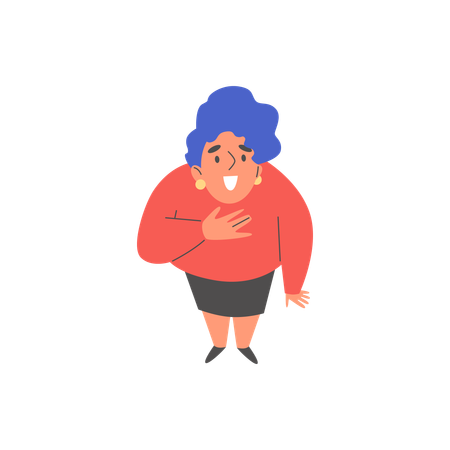 Femme heureuse levant les yeux  Illustration