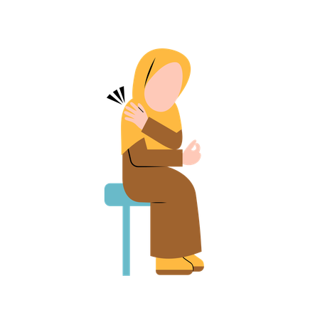 Femme hijab souffrant de douleurs à l'épaule  Illustration