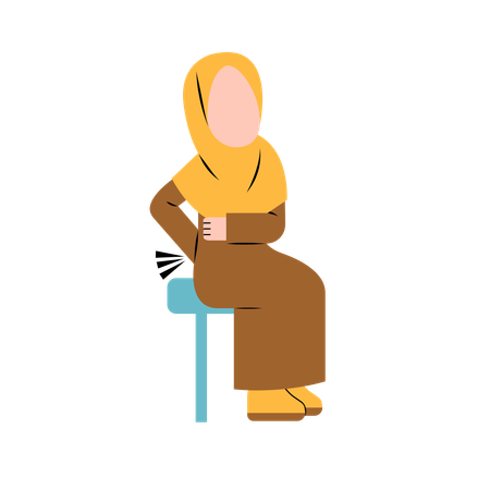 Femme portant le hijab souffrant de faiblesse osseuse  Illustration