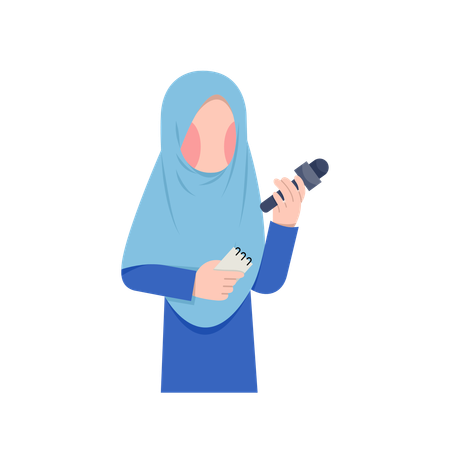 Femme journaliste portant le hijab  Illustration