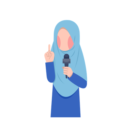 Une journaliste portant le hijab tient un micro  Illustration