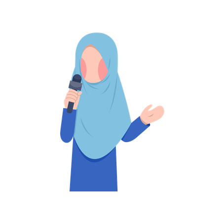 Une journaliste portant le hijab tient le micro  Illustration