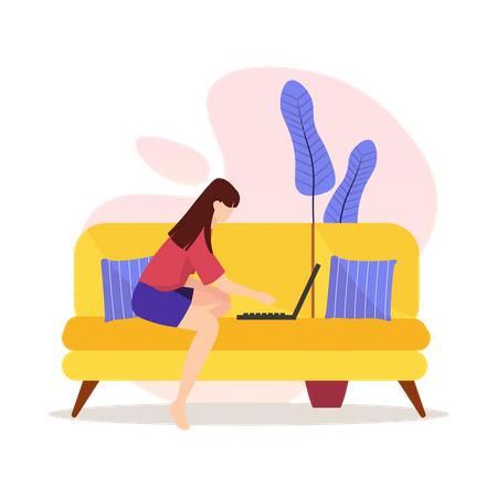 Femme indépendante travaillant à domicile  Illustration