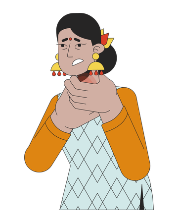 Femme indienne adulte, sensation de gorge serrée  Illustration
