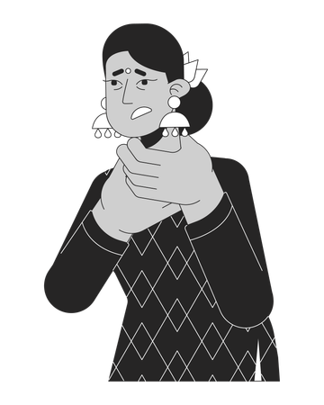 Femme indienne adulte, sensation de gorge serrée  Illustration