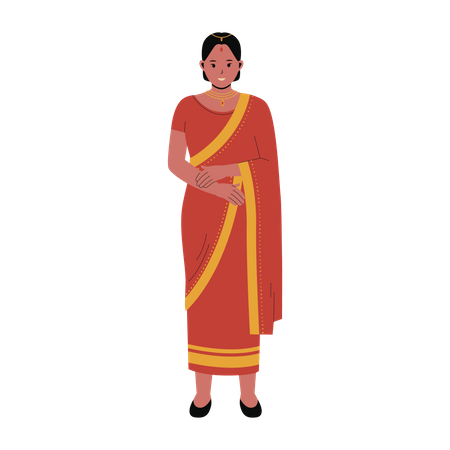 Femme indienne en vêtements traditionnels  Illustration