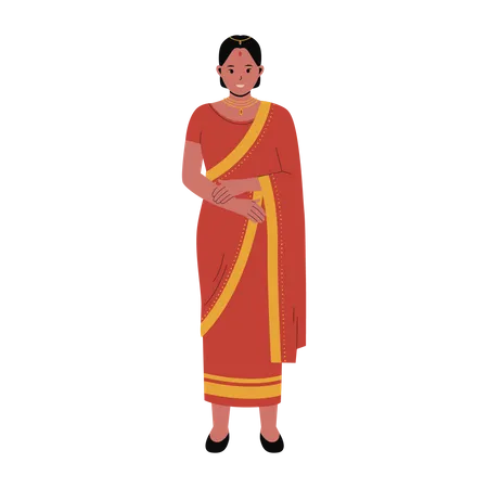 Femme indienne en vêtements traditionnels  Illustration