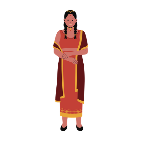 Femme indienne en vêtements traditionnels  Illustration