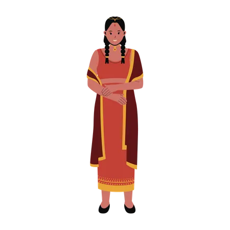 Femme indienne en vêtements traditionnels  Illustration