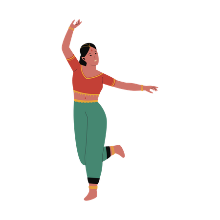 Femme indienne exécutant une danse traditionnelle  Illustration