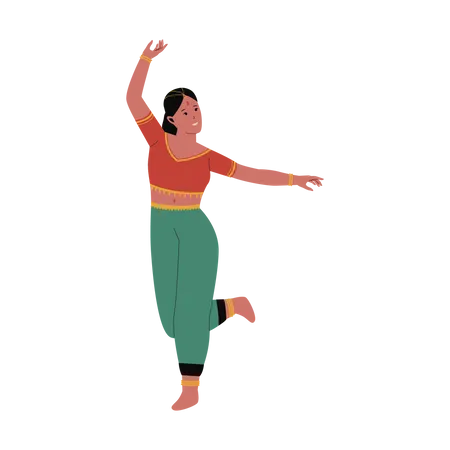 Femme indienne exécutant une danse traditionnelle  Illustration