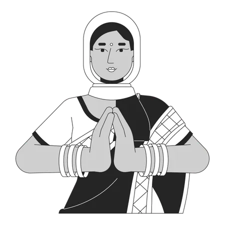 Femme indienne faisant du namaste  Illustration