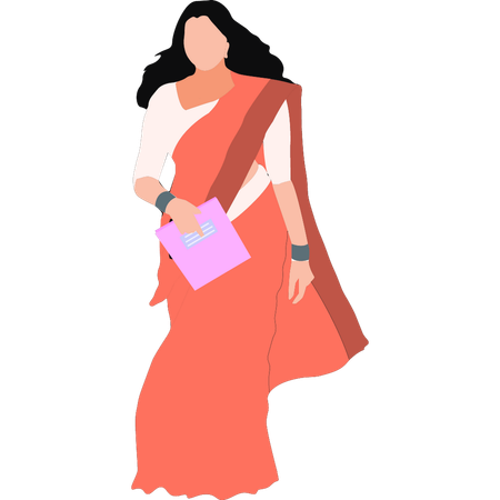 Femme indienne portant un tissu traditionnel culturel  Illustration