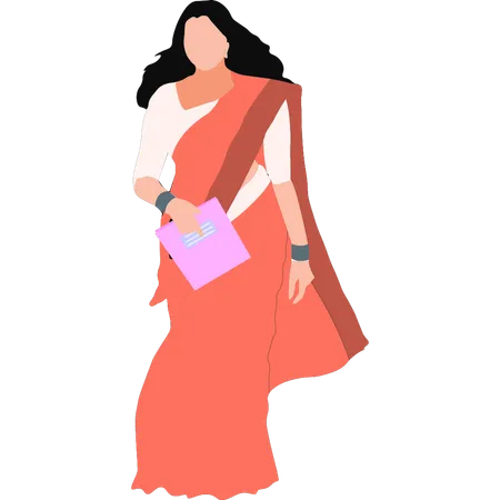 Femme indienne portant un tissu traditionnel culturel  Illustration