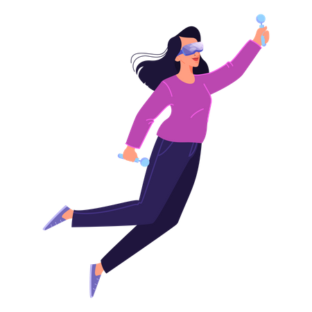 Femme interagissant en réalité virtuelle  Illustration