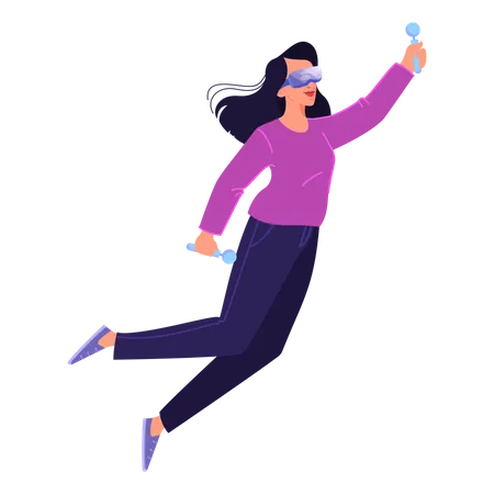 Femme interagissant en réalité virtuelle  Illustration