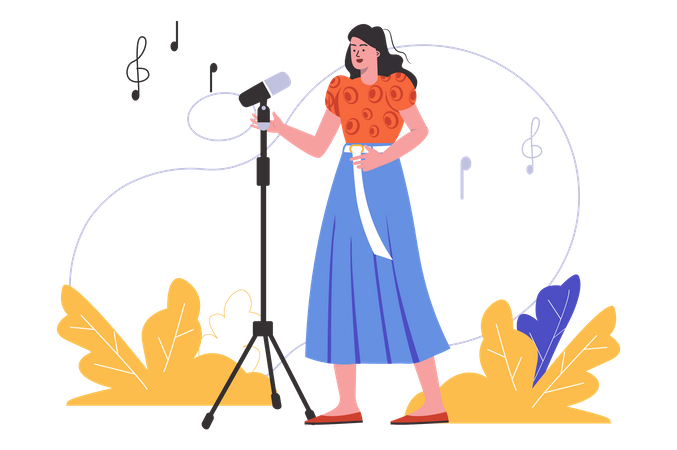 Femme interprétant une chanson  Illustration