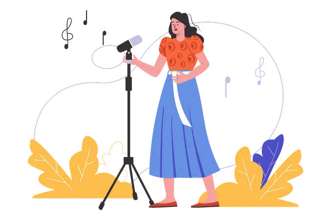 Femme interprétant une chanson  Illustration